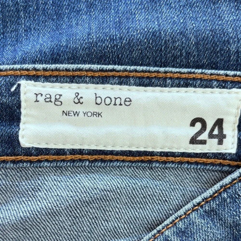 rag & bone Dre Slim Boyfriend Jeans Medium Wash Indigo Size 24 Low Rise Stretch